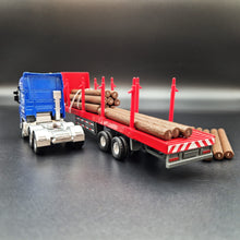Load image into Gallery viewer, Explorafind 2011 DAF XF105 Style Timber Transporter Semi Truck Blue/Red 1:50 Die Cast