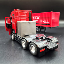 Load image into Gallery viewer, Explorafind 2022 Mercedes-Benz Actros Style Container Semi-Truck Red/Black 1:50 Die Cast