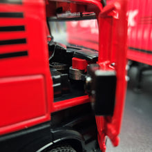 Load image into Gallery viewer, Explorafind 2022 Mercedes-Benz Actros Style Container Semi-Truck Red/Black 1:50 Die Cast