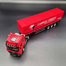 Load image into Gallery viewer, Explorafind 2022 Mercedes-Benz Actros Style Container Semi-Truck Red/Black 1:50 Die Cast