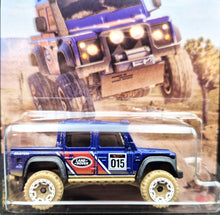 Load image into Gallery viewer, Hot Wheels 2023 '15 Land Rover Defender Double Cab Royal Blue Mud Runners 4/5 New Long Card