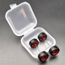 Load image into Gallery viewer, 1:64 5 Spoke Red Chrome Wheel Set with Slick Rubber Tyres - Hot Wheels, Matchbox