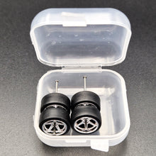 Load image into Gallery viewer, 1:64 5 Spoke Chrome Wheel Set with Slick Rubber Tyres - Hot Wheels, Matchbox