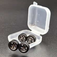 Load image into Gallery viewer, 1:64 5 Spoke Dark Grey Wheel Set with Slick Rubber Tyres - Hot Wheels, Matchbox
