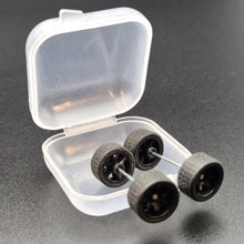 Load image into Gallery viewer, 1:64 6 Spoke Black Wheel Set with Grooved Rubber Tyres - Hot Wheels, Matchbox