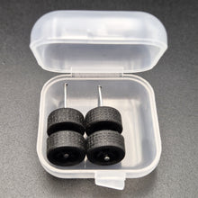 Load image into Gallery viewer, 1:64 6 Spoke Black Wheel Set with Grooved Rubber Tyres - Hot Wheels, Matchbox