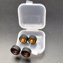 Load image into Gallery viewer, 1:64 6 Spoke Bronze Wheel Set with Grooved Rubber Tyres - Hot Wheels, Matchbox