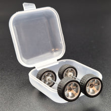 Load image into Gallery viewer, 1:64 6 Spoke Silver Wheel Set with Grooved Rubber Tyres - Hot Wheels, Matchbox