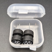 Load image into Gallery viewer, 1:64 6 Spoke Silver Wheel Set with Grooved Rubber Tyres - Hot Wheels, Matchbox