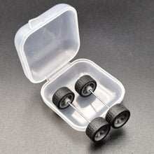 Load image into Gallery viewer, 1:64 6 Spoke Dark Grey Wheel Set with Grooved Rubber Tyres - Hot Wheels, Matchbox