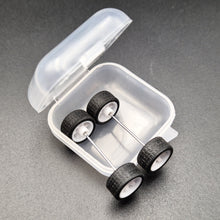 Load image into Gallery viewer, 1:64 6 Spoke White Wheel Set with Grooved Rubber Tyres - Hot Wheels, Matchbox