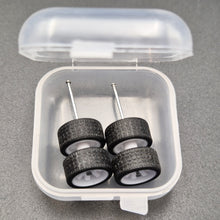 Load image into Gallery viewer, 1:64 6 Spoke White Wheel Set with Grooved Rubber Tyres - Hot Wheels, Matchbox