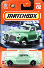 Load image into Gallery viewer, Matchbox 2023 1941 Plymouth Coupe Pilot Green #8 MBX Showroom New Long Card