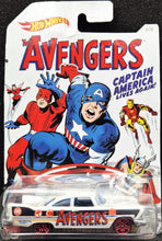 Load image into Gallery viewer, Hot Wheels 2016 '57 Plymouth Fury White Captain America 75th Anniversary 6/8 Long Card