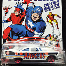 Load image into Gallery viewer, Hot Wheels 2016 '57 Plymouth Fury White Captain America 75th Anniversary 6/8 Long Card
