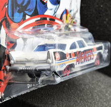 Load image into Gallery viewer, Hot Wheels 2016 '57 Plymouth Fury White Captain America 75th Anniversary 6/8 Long Card