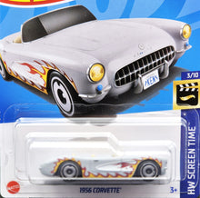 Load image into Gallery viewer, Hot Wheels 2024 1956 Corvette Grey #29 HW Screen Time 3/10 New Long Card