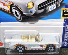 Load image into Gallery viewer, Hot Wheels 2024 1956 Corvette Grey #29 HW Screen Time 3/10 New Long Card