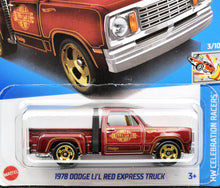 Load image into Gallery viewer, Hot Wheels 2024 1978 Dodge Li'l Red Express Truck Burgundy #53 HW Celebration Racers 3/10 New Long Card