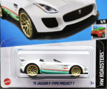 Load image into Gallery viewer, Hot Wheels 2024 '15 Jaguar F-Type Project 7 White #116 HW Roadsters 5/5 New Long Card