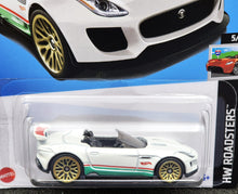 Load image into Gallery viewer, Hot Wheels 2024 '15 Jaguar F-Type Project 7 White #116 HW Roadsters 5/5 New Long Card