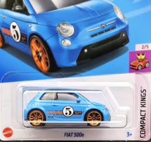 Load image into Gallery viewer, Hot Wheels 2024 Fiat 500e Light Blue #22 Compact Kings 2/5 New Long Card