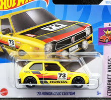 Load image into Gallery viewer, Hot Wheels 2024 '73 Honda Civic Custom Yellow #90 Compact Kings 4/5 New