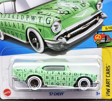 Load image into Gallery viewer, Hot Wheels 2024 '57 Chevy Light Green #121 HW Art Cars 6/10 New Long Card