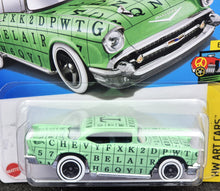 Load image into Gallery viewer, Hot Wheels 2024 '57 Chevy Light Green #121 HW Art Cars 6/10 New Long Card