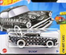 Load image into Gallery viewer, Hot Wheels 2024 '57 Chevy Black #121 HW Art Cars 6/10 New
