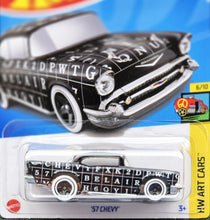 Load image into Gallery viewer, Hot Wheels 2024 '57 Chevy Black #121 HW Art Cars 6/10 New Long Card