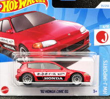 Load image into Gallery viewer, Hot Wheels 2024 '92 Honda Civic EG Red #95 HW J-Imports 4/10 New