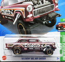 Load image into Gallery viewer, Hot Wheels 2024 '55 Chevy Bel Air Gasser Maroon #63 HW Reverse Rake 2/5 New Long Card