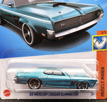 Load image into Gallery viewer, Hot Wheels 2024 '69 Mercury Cougar Eliminator Teal #171 Muscle Mania 3/5 New Long Card