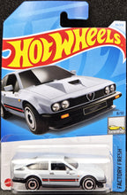 Load image into Gallery viewer, Hot Wheels 2024 Alfa Romeo GTV6 3.0 Light Grey #98 Factory Fresh 8/10 New Long Card