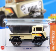 Load image into Gallery viewer, Hot Wheels 2024 '57 Jeep FC Tan HW Hot Trucks 3/10 New Long Card