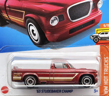 Load image into Gallery viewer, Hot Wheels 2024 '63 Studebaker Champ Burgundy #155 HW Hot Trucks 9/10 New Long Card