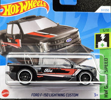 Load image into Gallery viewer, Hot Wheels 2024 Ford F-150 Lightning Custom Black #37 HW Green Speed 5/10 New