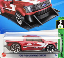 Load image into Gallery viewer, Hot Wheels 2024 Ford F-150 Lightning Custom Red #37 HW Green Speed 5/10 New Long Card