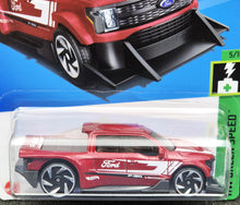 Load image into Gallery viewer, Hot Wheels 2024 Ford F-150 Lightning Custom Red #37 HW Green Speed 5/10 New Long Card