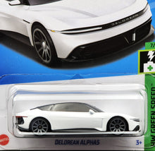 Load image into Gallery viewer, Hot Wheels 2024 DeLorean Alphas White #85 HW Green Speed 7/10 New Long Card