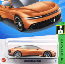 Load image into Gallery viewer, Hot Wheels 2024 DeLorean Alphas Copper #85 HW Green Speed 7/10 New Long Card