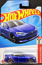 Load image into Gallery viewer, Hot Wheels 2024 Tesla Model S Plaid Dark Blue #165 Quarter Mile Heroes 5/5 New Long Card