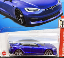 Load image into Gallery viewer, Hot Wheels 2024 Tesla Model S Plaid Dark Blue #165 Quarter Mile Heroes 5/5 New Long Card