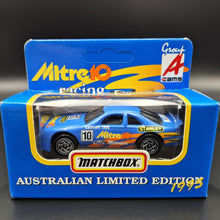 Load image into Gallery viewer, Matchbox 1995 Ford Thunderbird Stock Car Blue Promotional - Mitre 10 - Mark Larkam