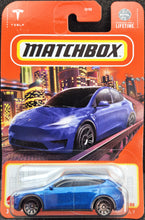 Load image into Gallery viewer, Matchbox 2024 Tesla Model Y Blue #3 MBX Metro New Long Card