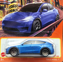 Load image into Gallery viewer, Matchbox 2024 Tesla Model Y Blue #3 MBX Metro New Long Card