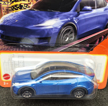 Load image into Gallery viewer, Matchbox 2024 Tesla Model Y Blue #3 MBX Metro New Long Card