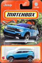 Load image into Gallery viewer, Matchbox 2024 2023 Jeep Avenger Aqua Blue #46 MBX Roadtrip New Long Card