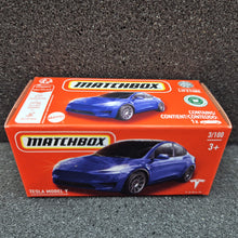 Load image into Gallery viewer, Matchbox 2024 Tesla Model Y Blue #3 MBX Metro New Sealed Box